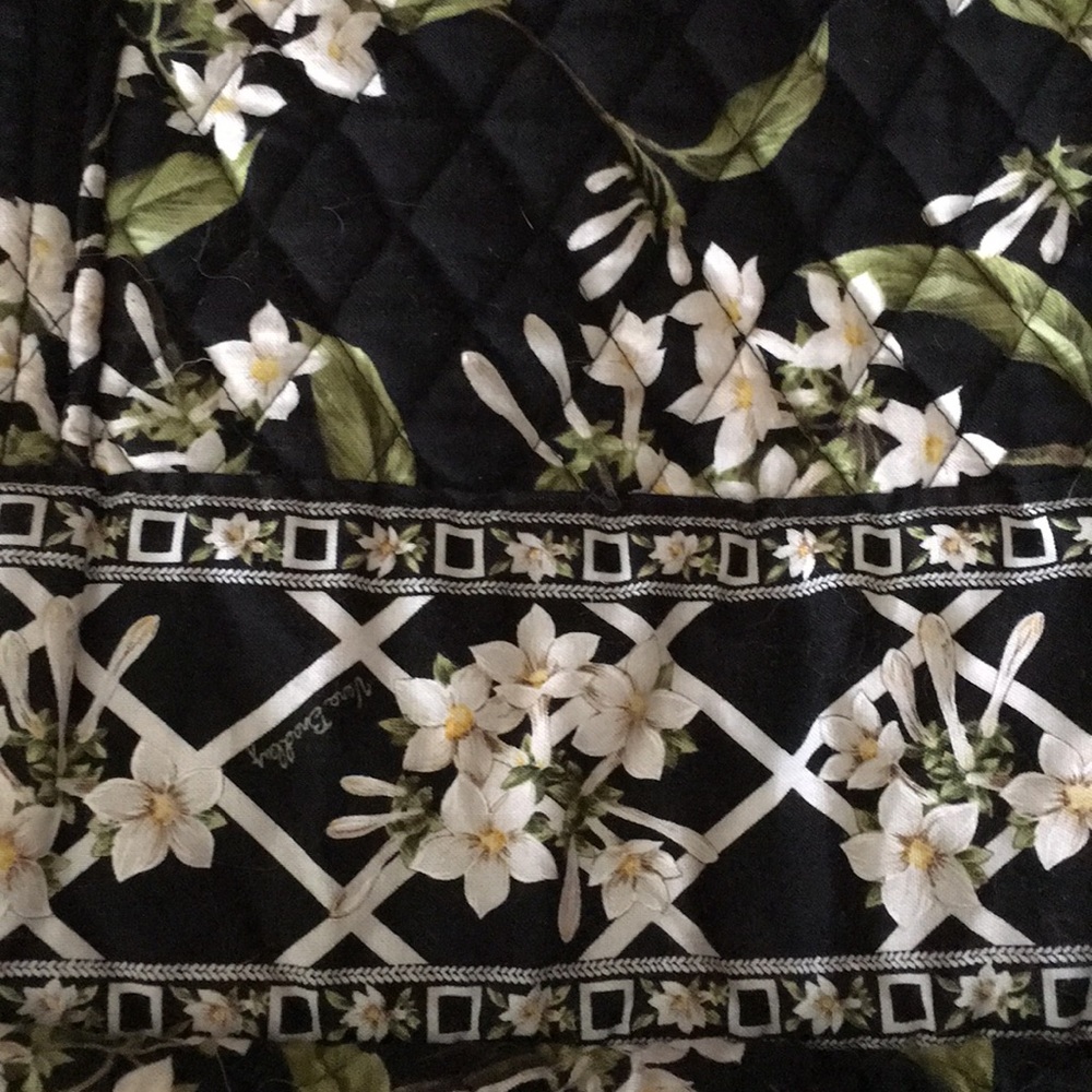 Vera Bradley Jasmine tote, black, white and green
